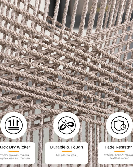 Counter Height Bar Stools Set of 4 Rattan Wicker Outdoor Metal Boho Barstools with Back and Footrest Patio Garden Balcony Pool Bar Chairs