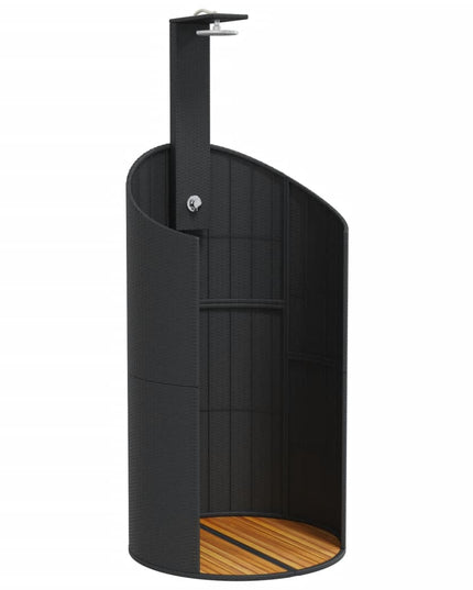 vidaXL Outdoor Shower Swimming Pool Furniture Poly Rattan and Acacia Wood