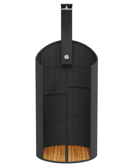 vidaXL Outdoor Shower Swimming Pool Furniture Poly Rattan and Acacia Wood