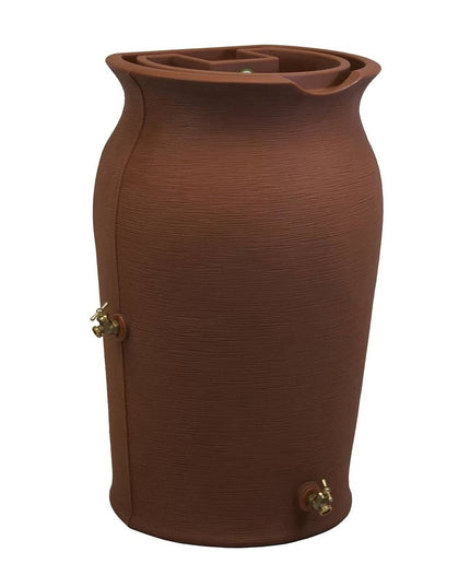 Terra Cotta 50-Gallon Plastic Urn Rain Barrel with Planter Top