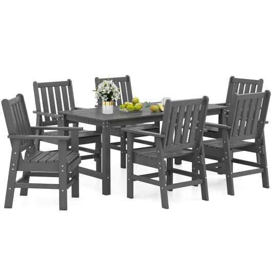 7 Pieces Patio Dining Set Outdoor HDPE Weather Resistant Table and Chairs Set-Black