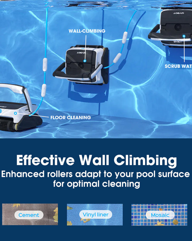 NNEMB Grampus 800 Robotic Pool Cleaner, Automatic Vacuum with Quick Clean, Wall Climbing Capability, Powerful Triple Motors, Large Filter Baskets, Ideal for Large In-Ground Pools