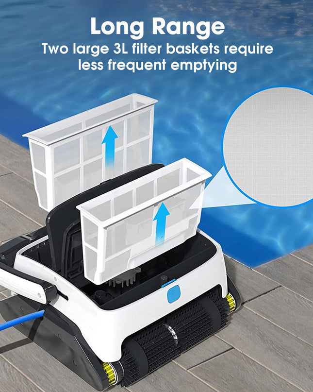 NNEMB Grampus 800 Robotic Pool Cleaner, Automatic Vacuum with Quick Clean, Wall Climbing Capability, Powerful Triple Motors, Large Filter Baskets, Ideal for Large In-Ground Pools