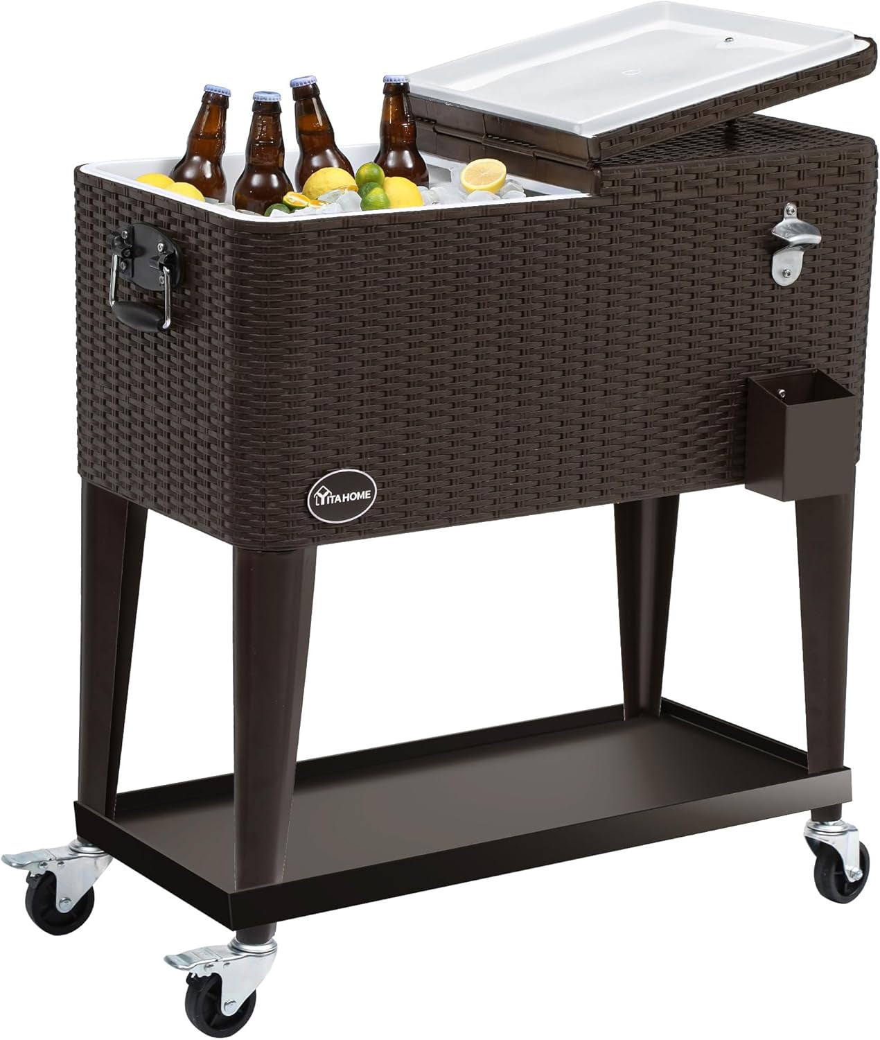 Elevate Your Summer Gatherings with the 80 Quart Rolling Patio Cooler Cart – The Ultimate Companion for Pool Parties and BBQs!