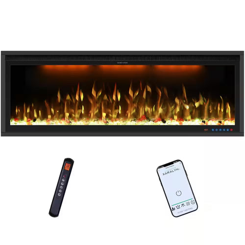 42 In. Smart Electric Fireplace Insert ，Recessed & Wall Mount Fireplace Heater, 1-9H Timer, 507 Color Combinations