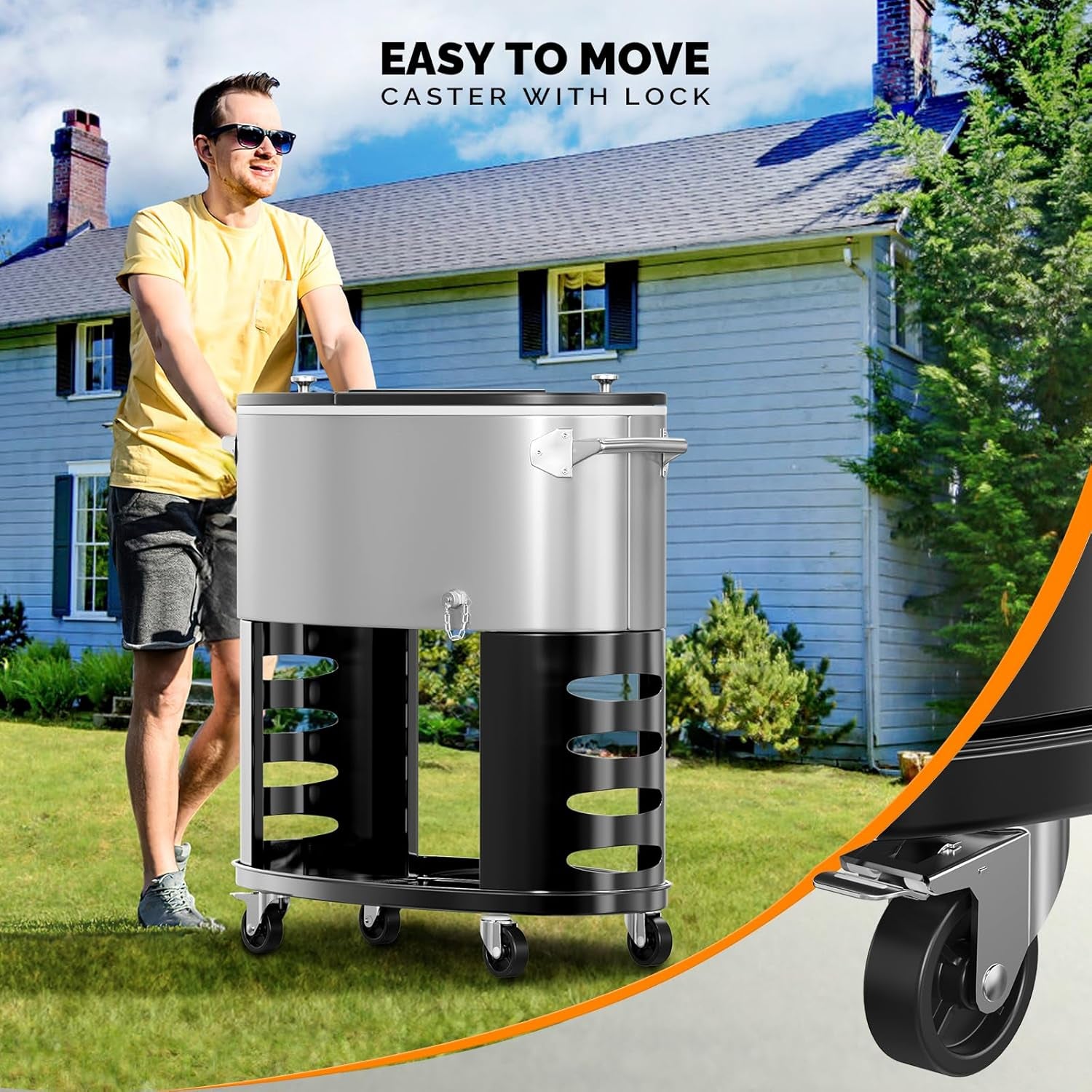 Beat the Heat with Our 70 Qt Rolling Patio Cooler – Your Essential Summer Party Companion!