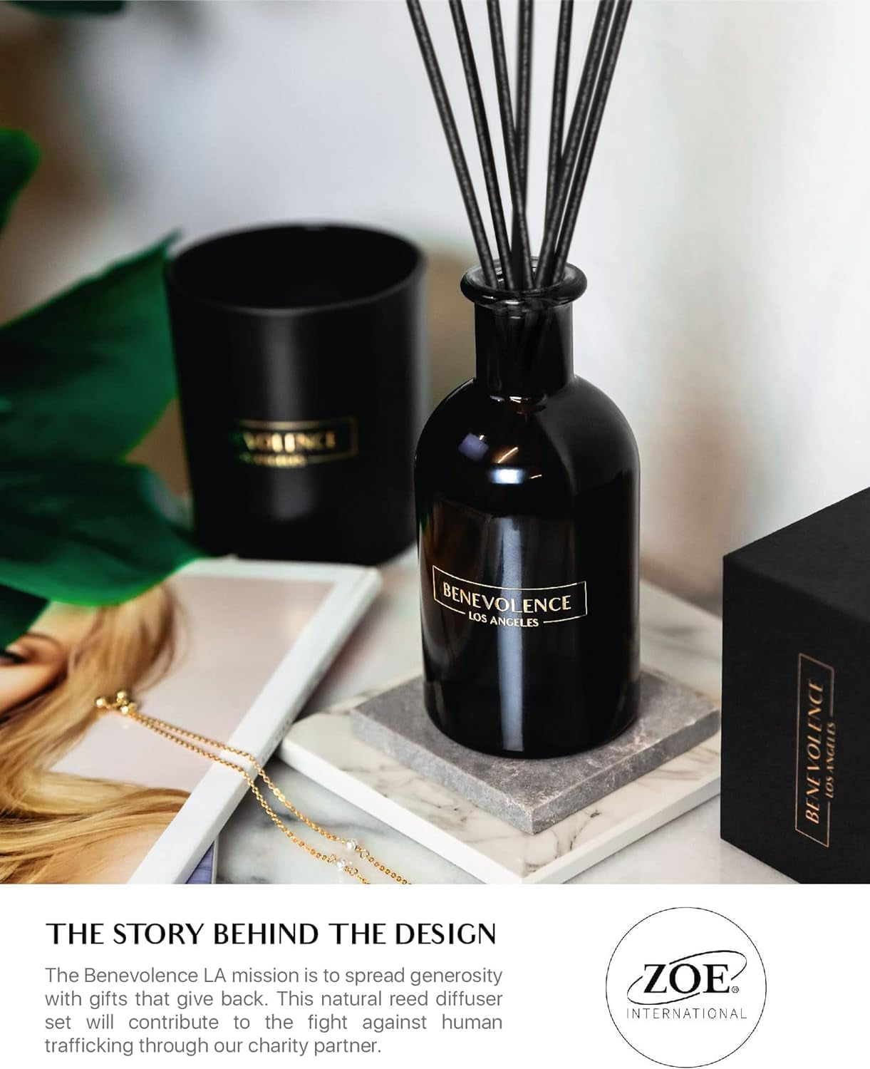 Aromatherapy Reed Diffuser Set in Rose & Sandalwood - Elegant Home Fragrance with Gift Box for Bath and Décor