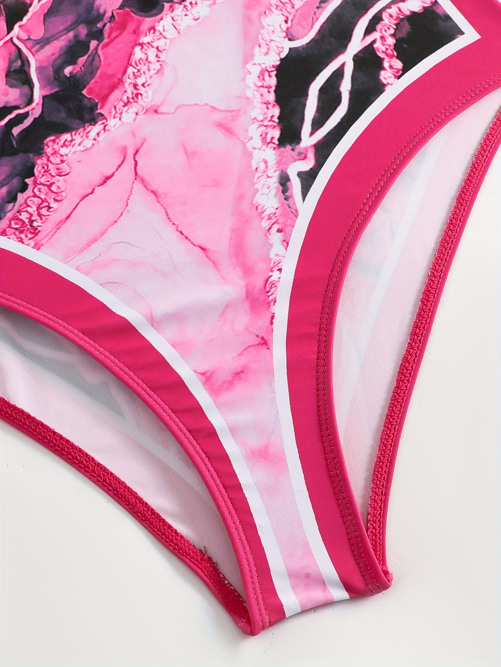 Women'S Off-Shoulder Marble Swimsuit with Sheer Strapless Swimwear - Brown and Golden Accents, High-Stretch Fabric, Perfect for Beach and Pool, Pool Swimsuit|Sleek Two-Piece Set|Subtle Embellishment