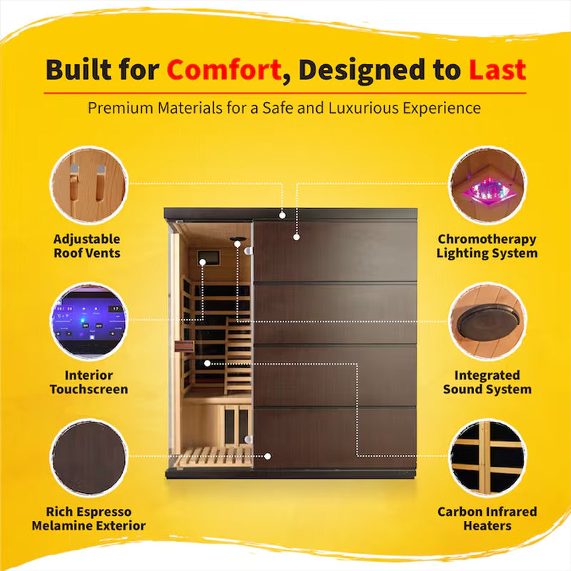 75-In H X 59-In W X 41.3-In D Hemlock Fir Wood Infrared Sauna