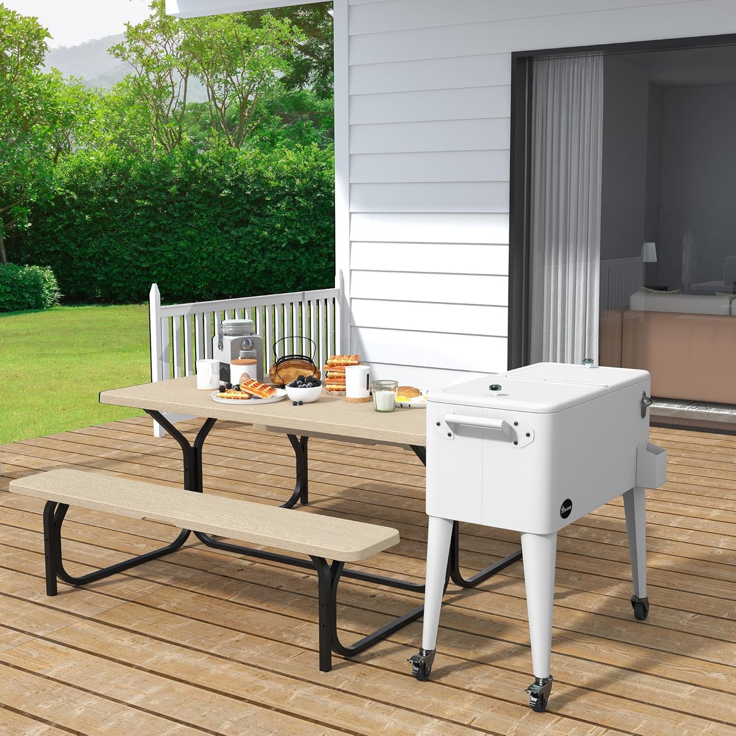 Elevate Your Summer Gatherings with the 80 Quart Rolling Patio Cooler Cart – The Ultimate Companion for Pool Parties and BBQs!