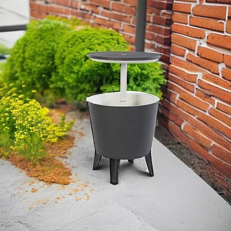 Chill in Style: Dark Grey Outdoor Patio Furniture with 7.5 Gallon Beer & Wine Cooler - Perfect for Parties and Relaxation!