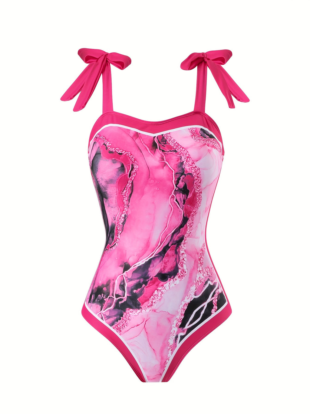 Women'S Off-Shoulder Marble Swimsuit with Sheer Strapless Swimwear - Brown and Golden Accents, High-Stretch Fabric, Perfect for Beach and Pool, Pool Swimsuit|Sleek Two-Piece Set|Subtle Embellishment