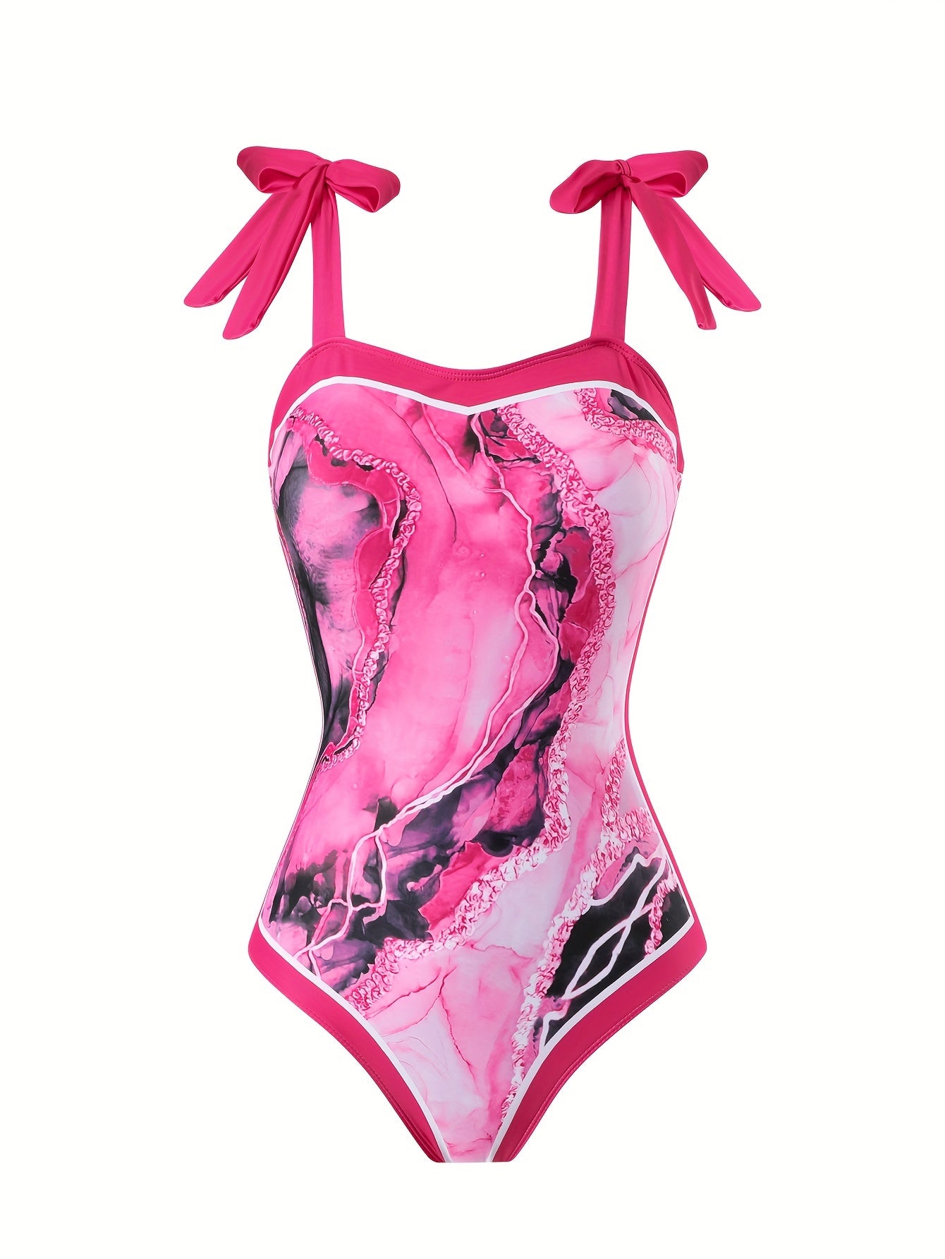 Women'S Off-Shoulder Marble Swimsuit with Sheer Strapless Swimwear - Brown and Golden Accents, High-Stretch Fabric, Perfect for Beach and Pool, Pool Swimsuit|Sleek Two-Piece Set|Subtle Embellishment