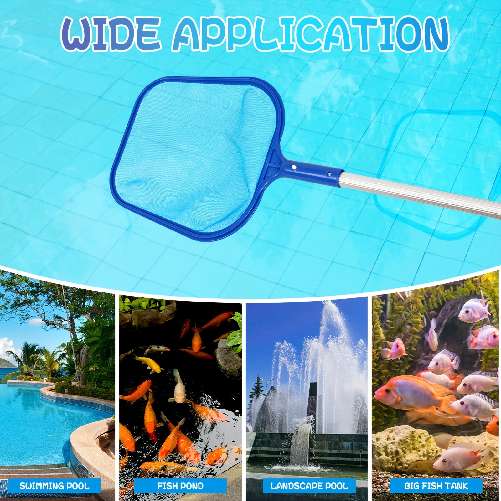 Pool Skimmer Pool Net Set, Pool Cleaning Tools Flat And Deep Skimmer Net Set, with 17"-40" Telescopic Pole, 1pc/2pcs Skimmer Nets with Aluminum Telescopic Pole, Pool Skimmer for Swimming Pool, Fish Tank, Ponds, River, Fountai