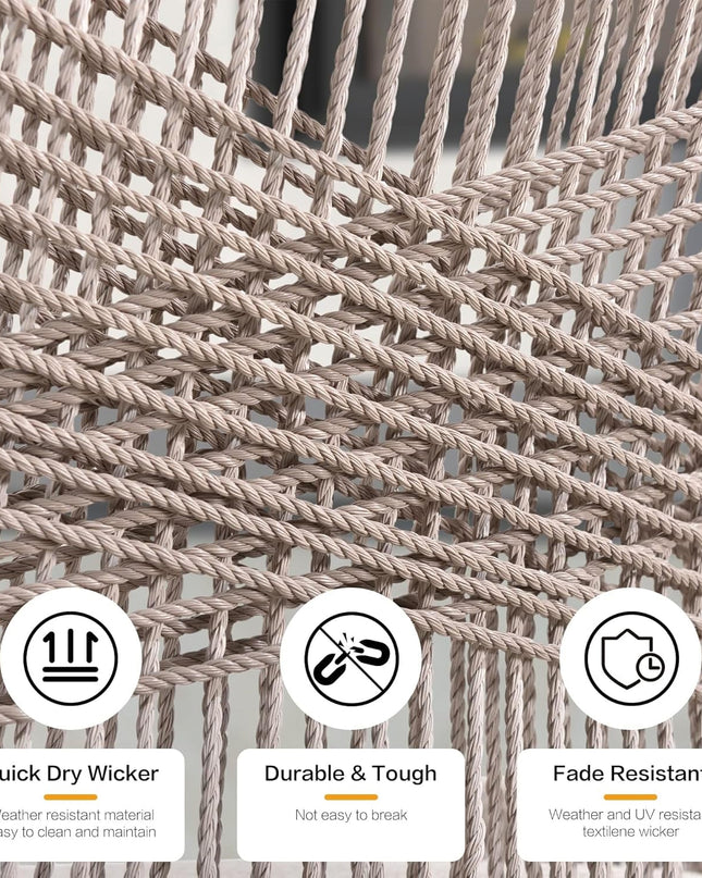 Counter Height Bar Stools Set of 4 Rattan Wicker Outdoor Metal Boho Barstools with Back and Footrest Patio Garden Balcony Pool Bar Chairs