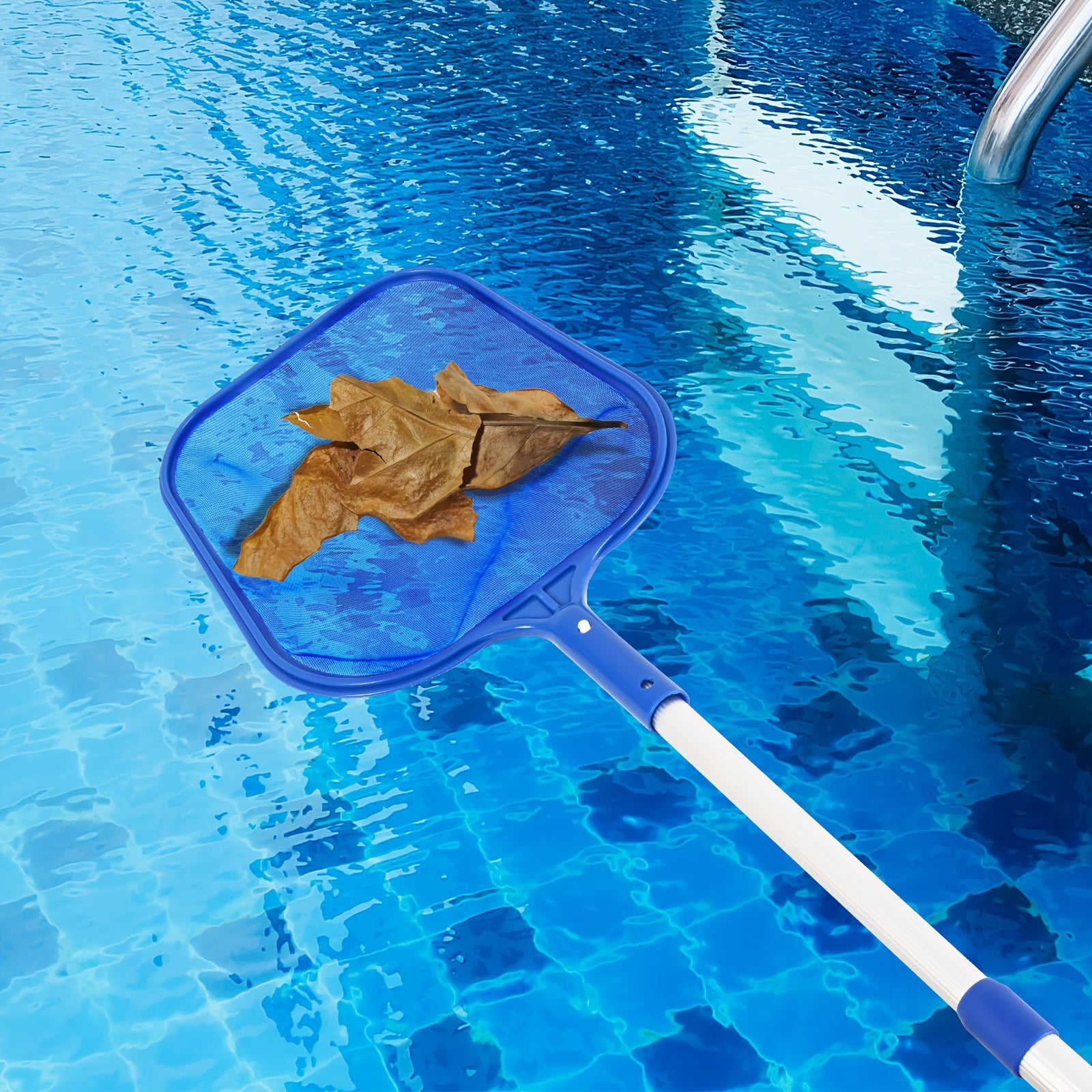 Pool Skimmer Pool Net Set, Pool Cleaning Tools Flat And Deep Skimmer Net Set, with 17"-40" Telescopic Pole, 1pc/2pcs Skimmer Nets with Aluminum Telescopic Pole, Pool Skimmer for Swimming Pool, Fish Tank, Ponds, River, Fountai