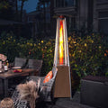 48,000 BTU Stainless Steel Wood-Grain Finish Pyramid Propane Gas Patio Heater with Wheels