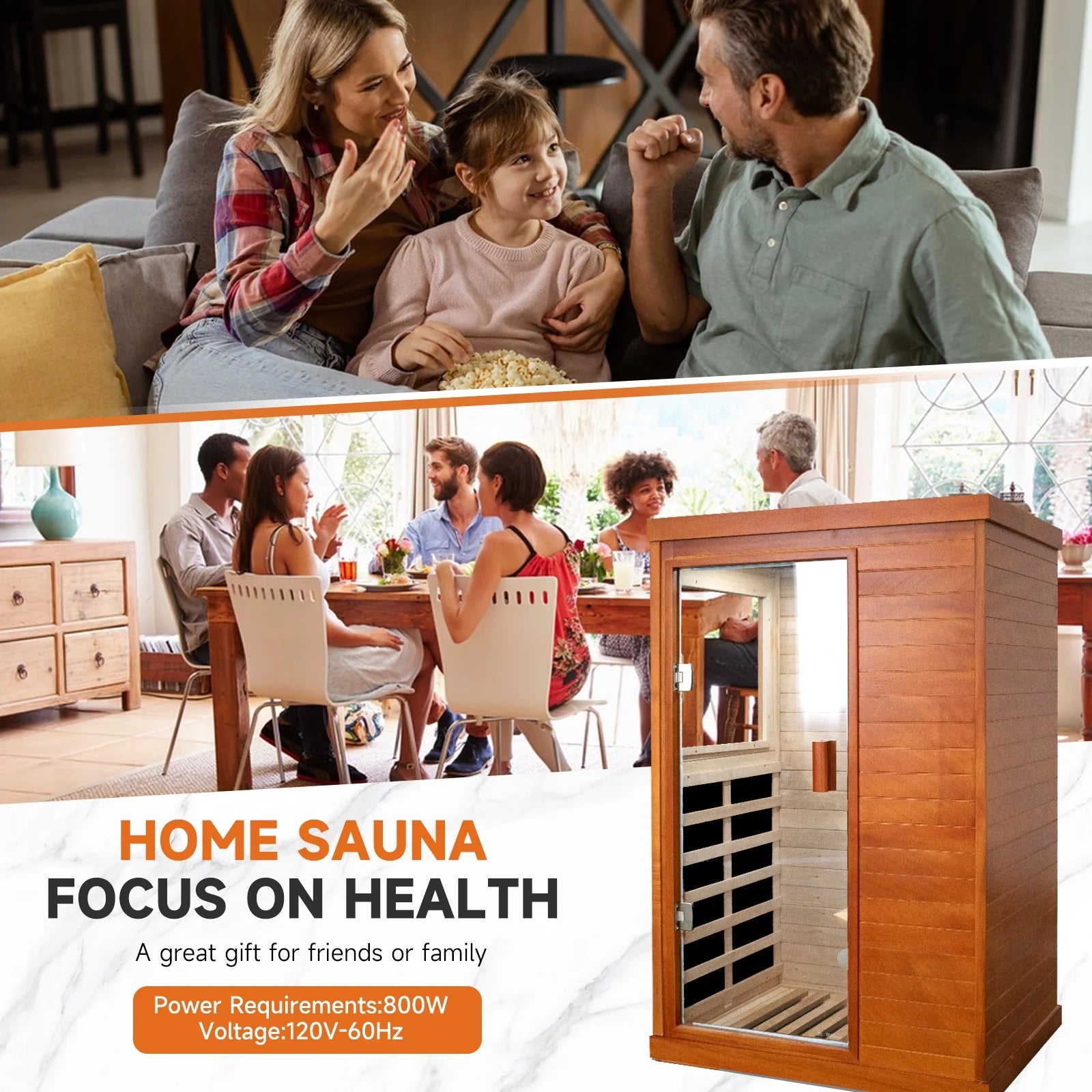 Saunas Home Sauna Indoor African Okoume Sauna 1 Person, Low EMF Far Infrared Sauna for Home, Indoor Dry Sauna Temp 68℉-140℉, 5 Low EMF Boards, Bluetooth Speaker