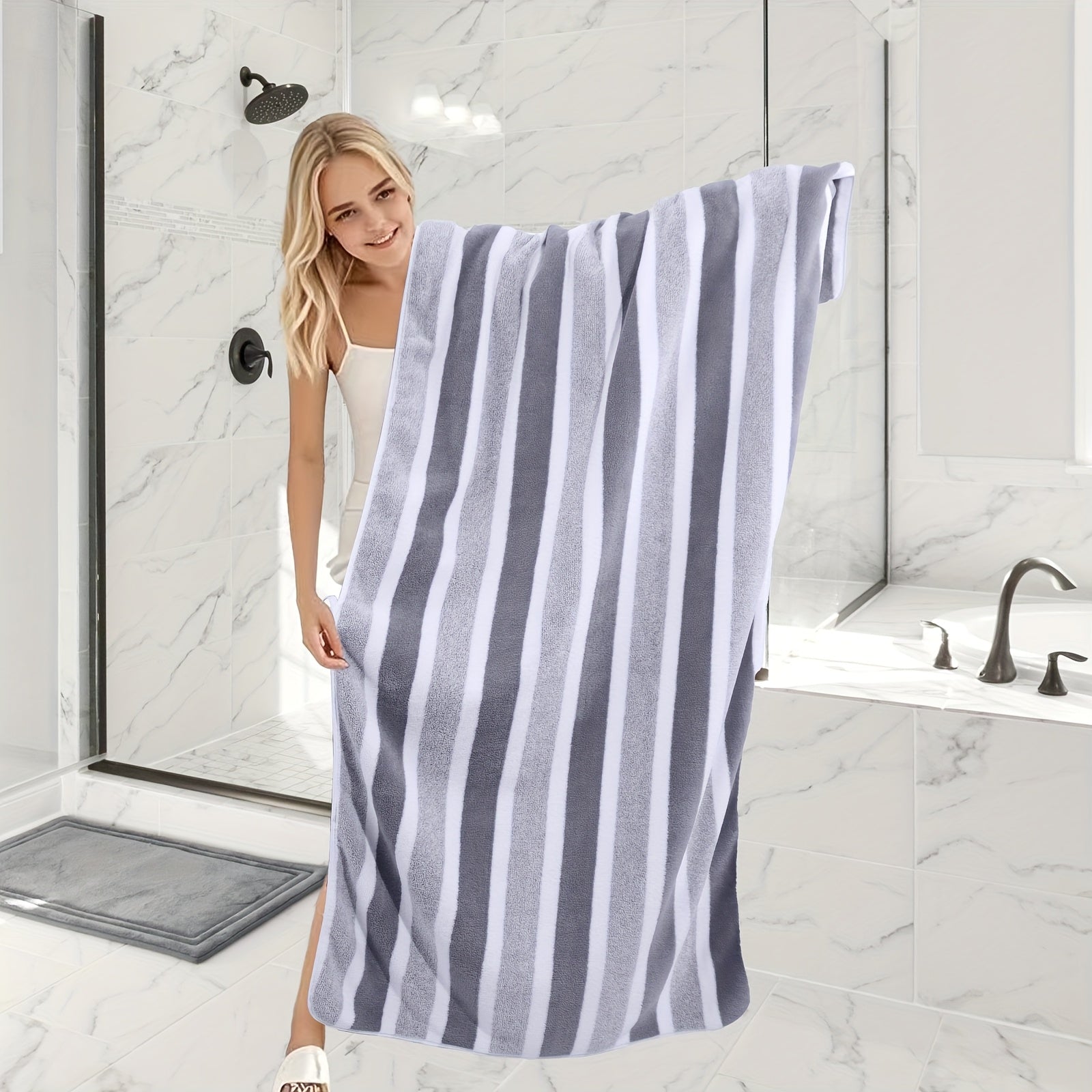 12pcs/ 8pcs/ 4pcs Bath Sheet, Extra Large Coral Fleece Bath Sheet, Large Bath Towels, Ultra-lightweight, Blazing Quick-Dry, Incredibly Absorbent, for Home, Gym, Pool, Spa 55.12*27.56ln Father's Day Gift, Valentine's Day Gift,