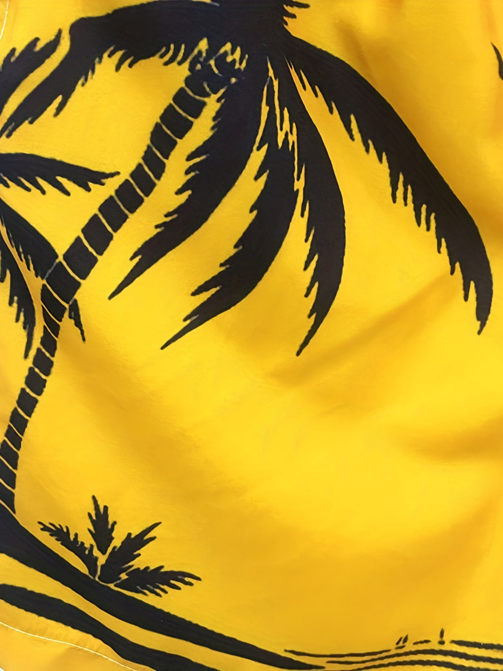 Quick Drying Mesh Lining Comfortable Breathable Palm Tree Pattern Drawstring Swim Trunks With 2 Pockets, Men's Pants Swimwear For Summer Vacation Resort Beach Pool