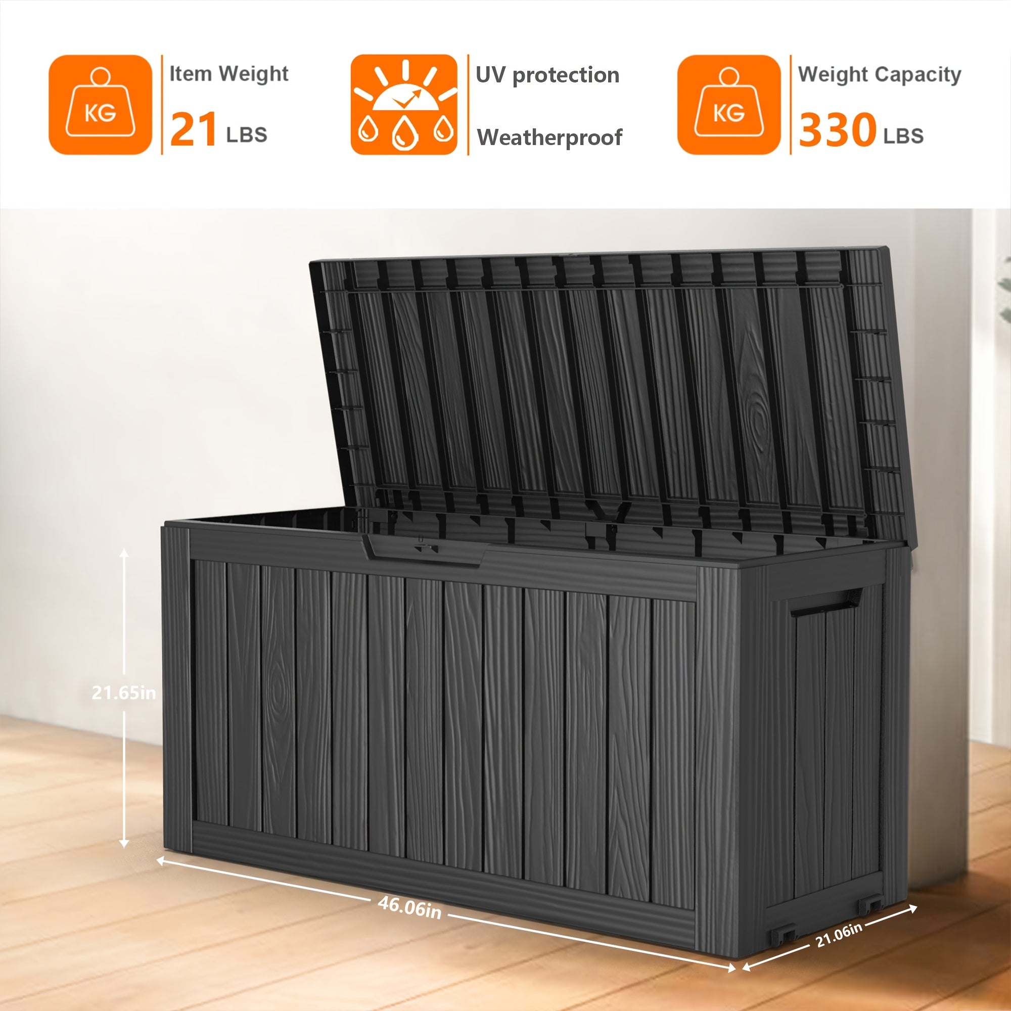 80 Gallon Large Resin Deck Box, Outdoor Lockable Storage Box with Divider for Patio Cushions Storage Furniture, Pool Supplies, Garden Tools, Weatherproof and UV Resistant, Box,Cabinet,Rack for Outdoor Storage