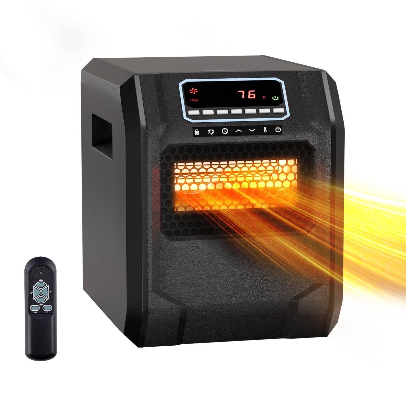 1500W Electric Space Heater with Remote & Timer, Infrared Quarts Heater for Indoor Use, Overheat & Tip-over Protection, 3 Heat Settings