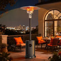 Upgraded 50,000 BTU Stainless Steel Matte Black Propane Gas Standing Patio Heater with 2-Wheels and Flame-Out Protection