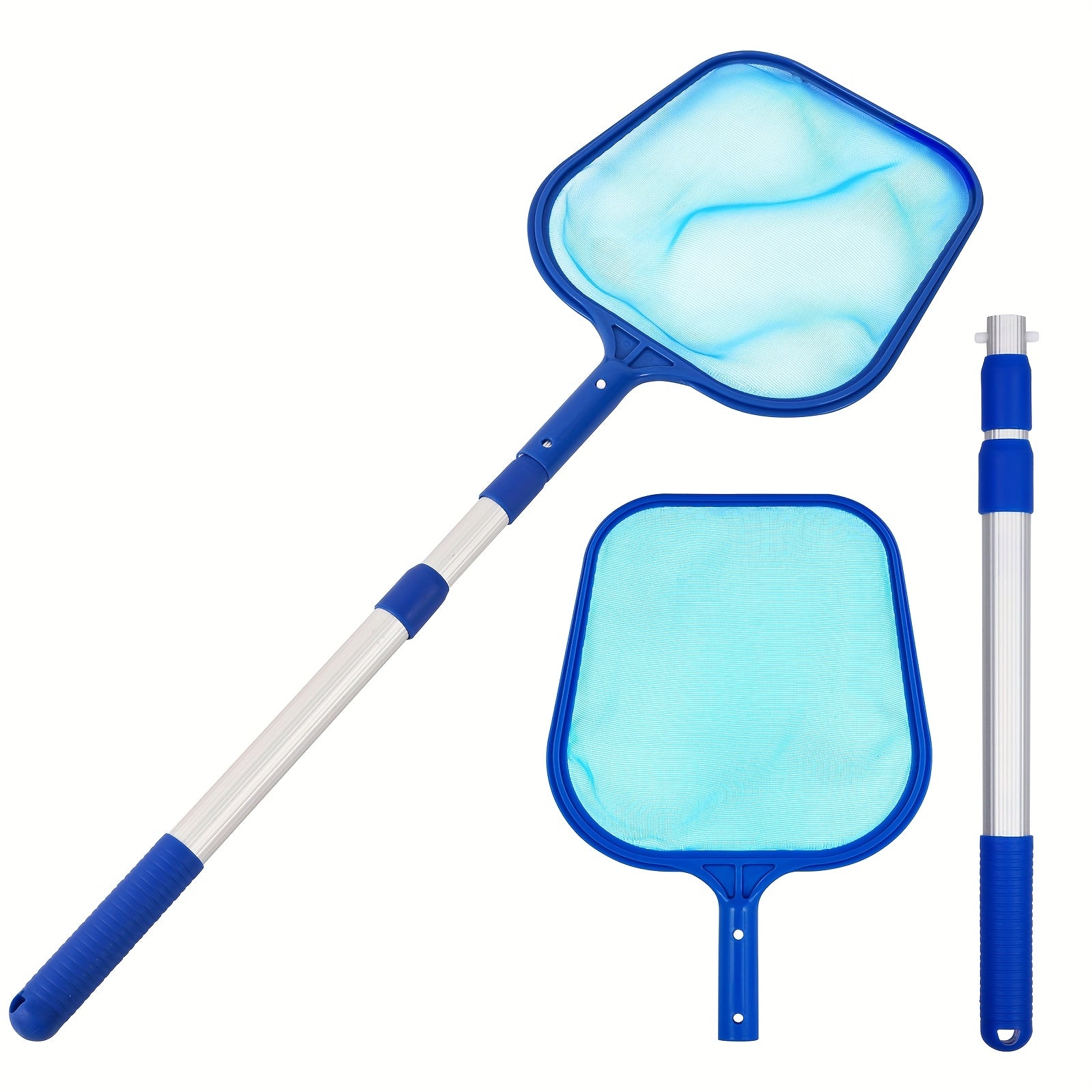 Pool Skimmer Pool Net Set, Pool Cleaning Tools Flat And Deep Skimmer Net Set, with 17"-40" Telescopic Pole, 1pc/2pcs Skimmer Nets with Aluminum Telescopic Pole, Pool Skimmer for Swimming Pool, Fish Tank, Ponds, River, Fountai