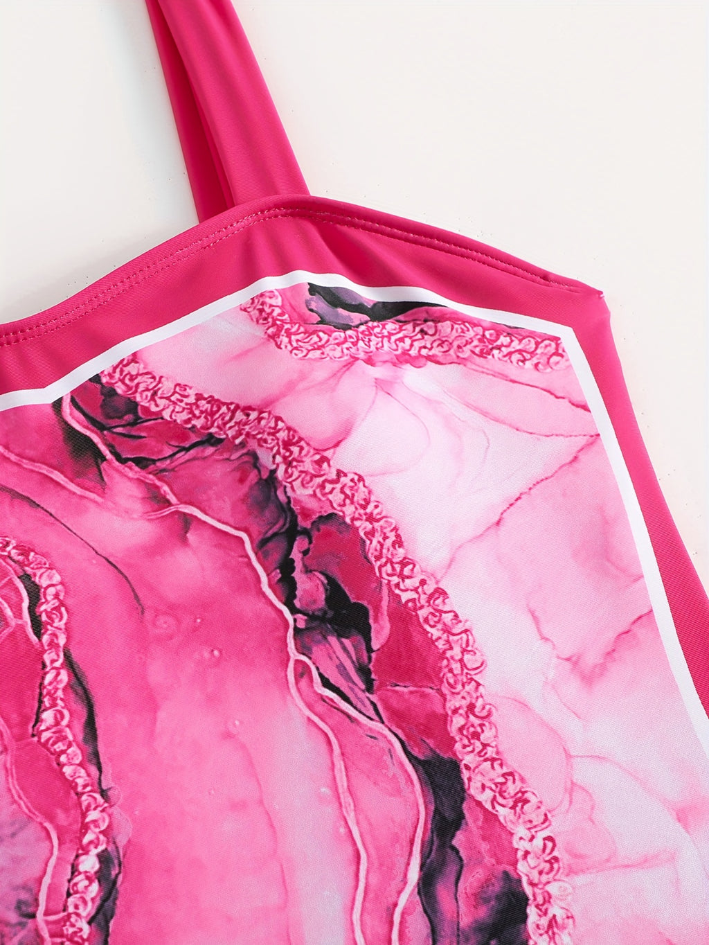 Women'S Off-Shoulder Marble Swimsuit with Sheer Strapless Swimwear - Brown and Golden Accents, High-Stretch Fabric, Perfect for Beach and Pool, Pool Swimsuit|Sleek Two-Piece Set|Subtle Embellishment