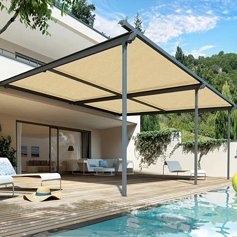 1pc Rectangular Sunshade, Breathable, Square Sunshade Net, Balcony, Garage, Backyard, Swimming Pool, Lawn, Outdoor Activities, Shading Rate (90% -95%), No Additional Tying Rope And Hook Included