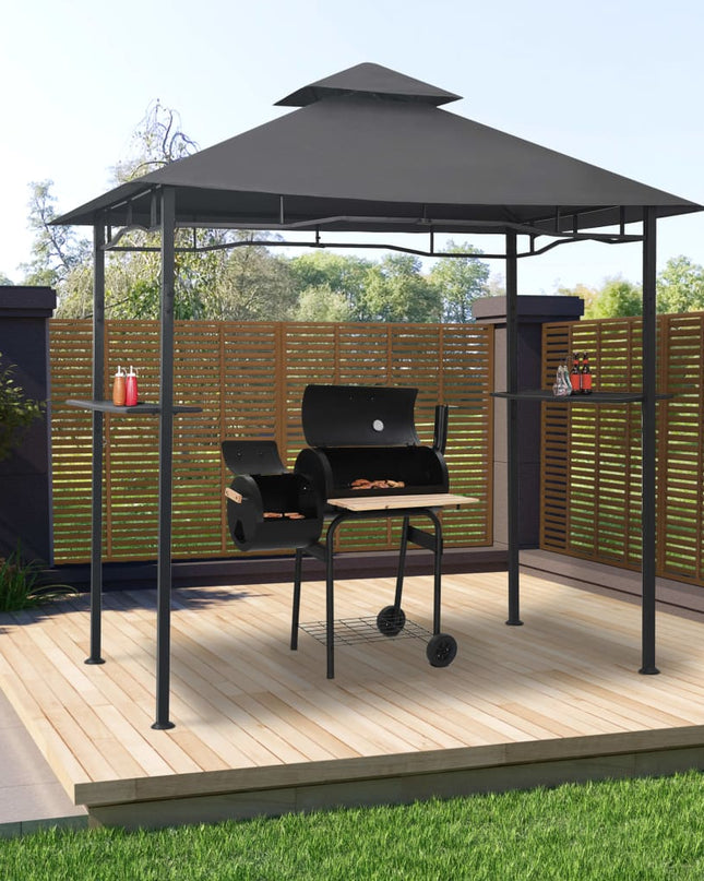 NNEVL BBQ Gazebo 240x150x255 cm Anthracite Steel