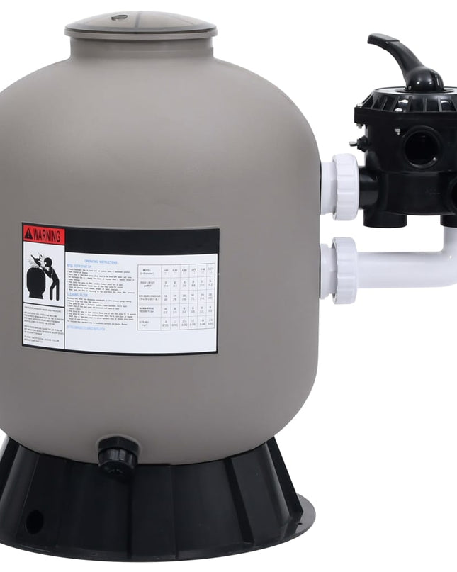 vidaXL Pool Sand Filter with Side Mount 6-Way Valve Gray