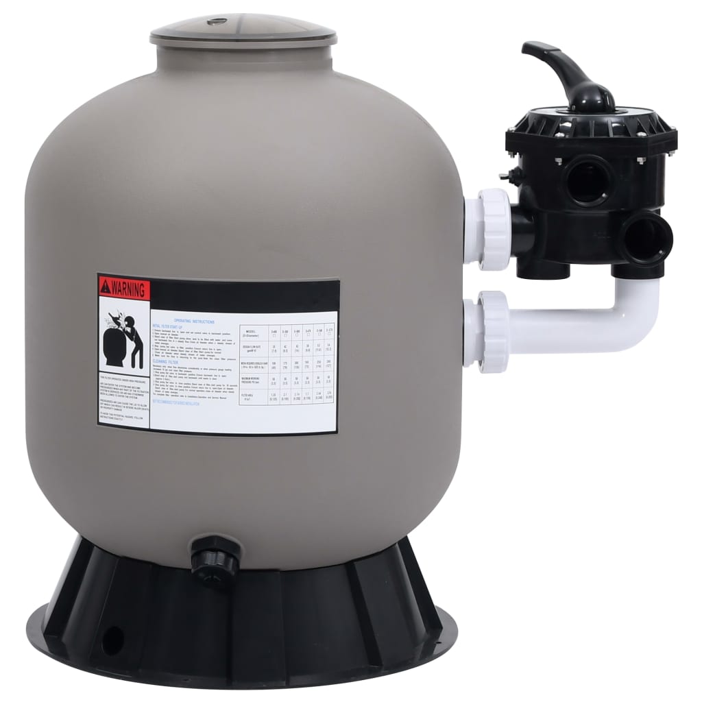 vidaXL Pool Sand Filter with Side Mount 6-Way Valve Gray-1