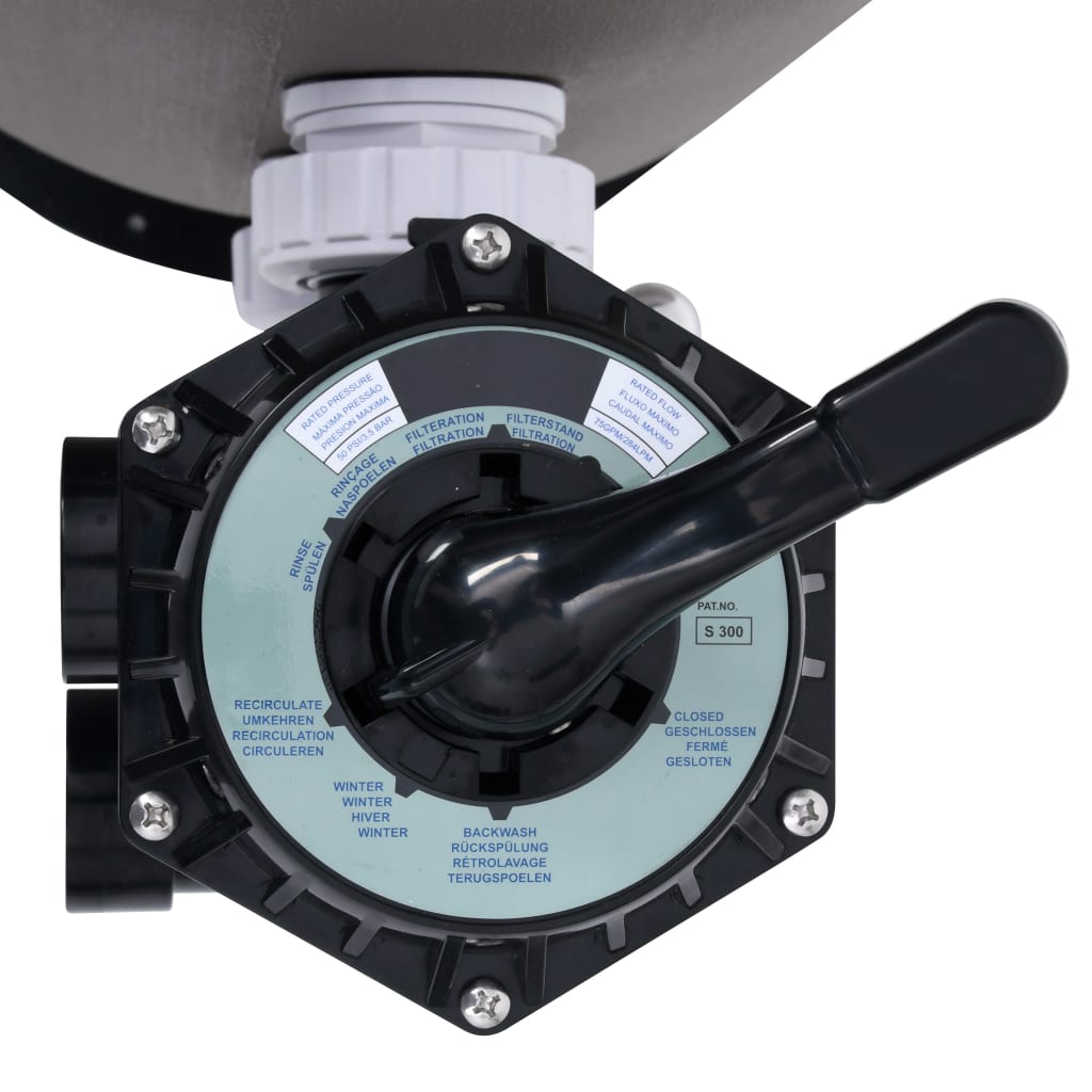 vidaXL Pool Sand Filter with Side Mount 6-Way Valve Gray-3