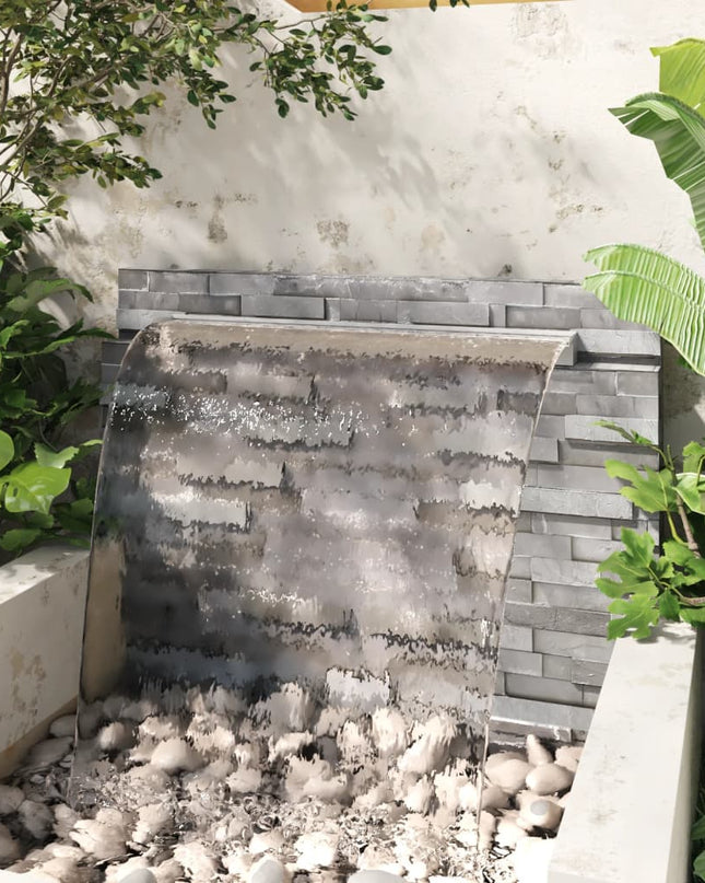 NNEVL Rectangular Waterfall Pool Fountain Stainless Steel 110 cm