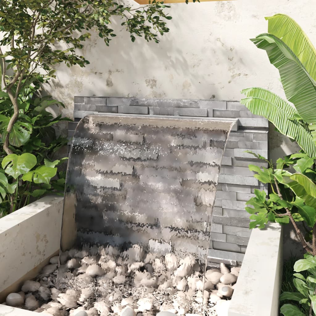 NNEVL Rectangular Waterfall Pool Fountain Stainless Steel 110 cm-0