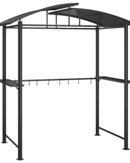 NNEVL BBQ Gazebo with Side Shelves Anthracite 210x114x230 cm Steel