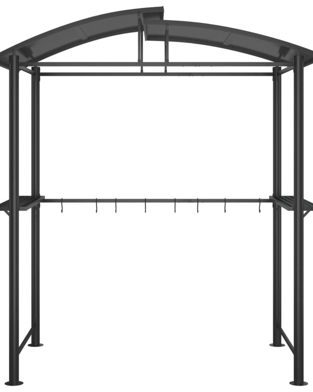 NNEVL BBQ Gazebo with Side Shelves Anthracite 210x114x230 cm Steel