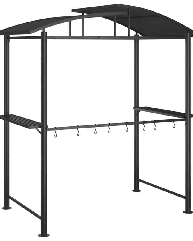NNEVL BBQ Gazebo with Side Shelves Anthracite 210x114x230 cm Steel