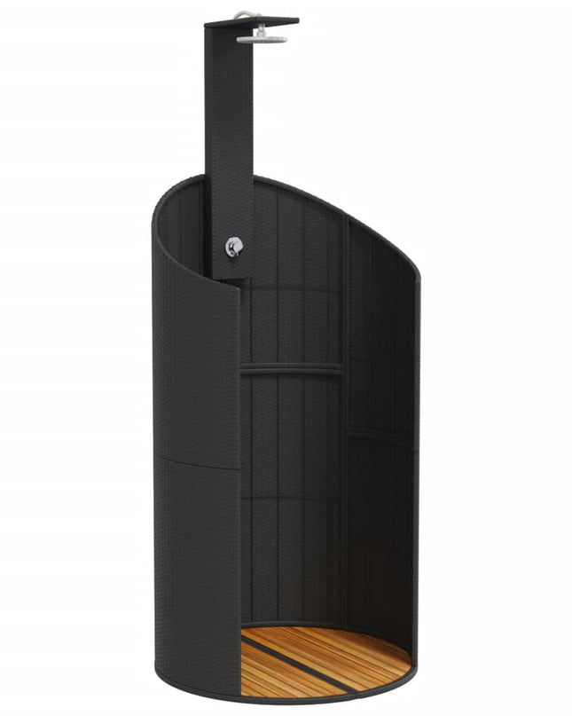 vidaXL Outdoor Shower Swimming Pool Furniture Poly Rattan and Acacia Wood