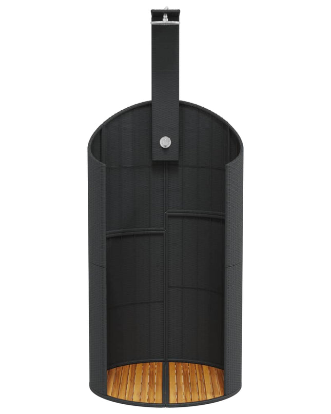 vidaXL Outdoor Shower Swimming Pool Furniture Poly Rattan and Acacia Wood