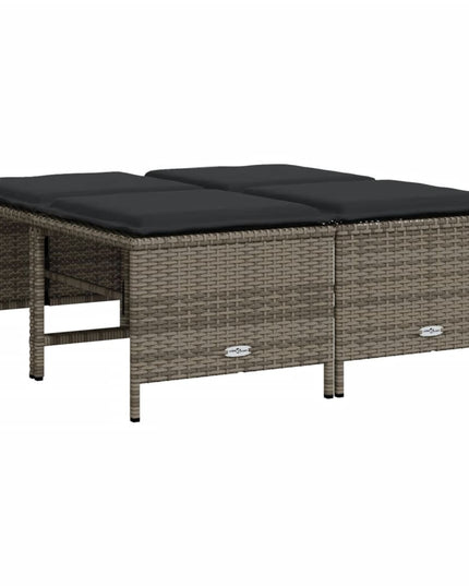 NNEVL Garden Stools with Cushions 4 pcs Grey Poly Rattan