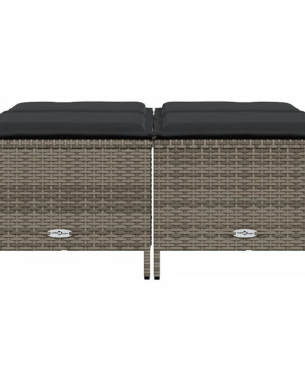 NNEVL Garden Stools with Cushions 4 pcs Grey Poly Rattan
