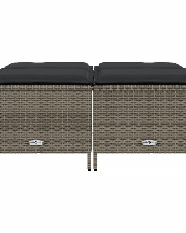 NNEVL Garden Stools with Cushions 4 pcs Grey Poly Rattan
