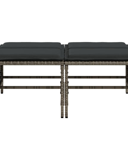 NNEVL Garden Stools with Cushions 4 pcs Grey Poly Rattan