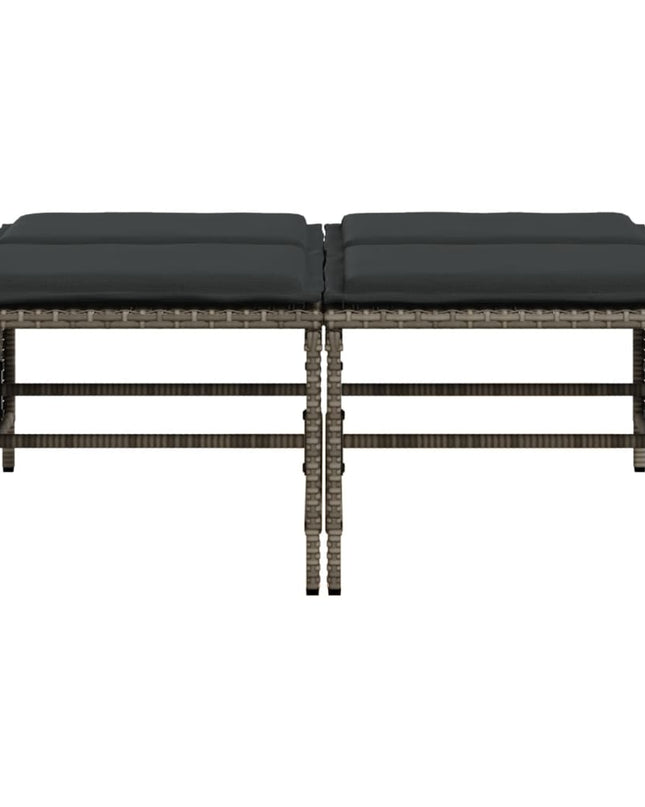 NNEVL Garden Stools with Cushions 4 pcs Grey Poly Rattan
