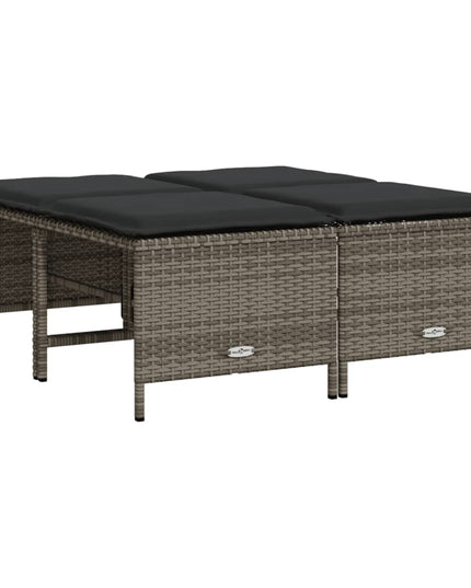 NNEVL Garden Stools with Cushions 4 pcs Grey Poly Rattan