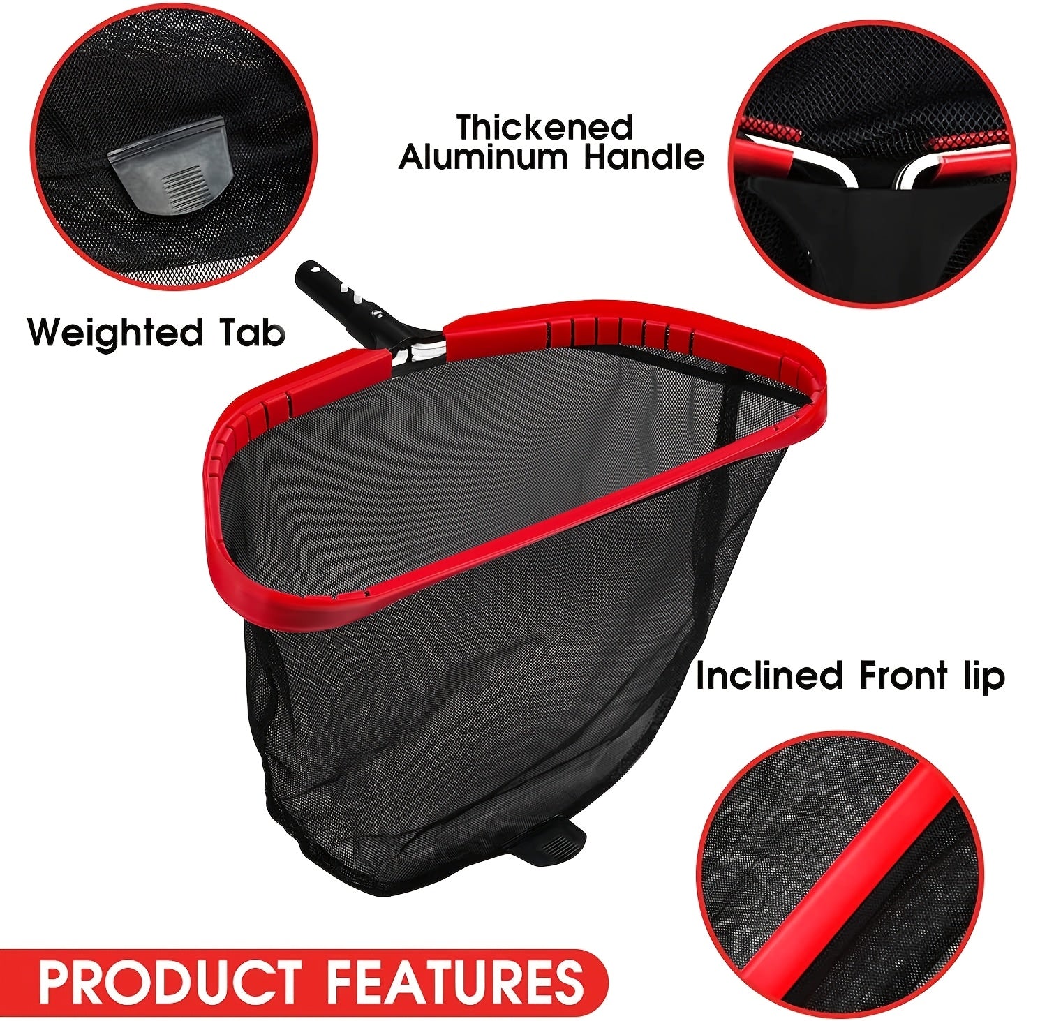 [Removable Mesh Pool Debris Net] Heavy-Duty Pool Cleaning Net with Durable Aluminum Frame - Removable, Reinforced Mesh for Leaves & Debris Pickup