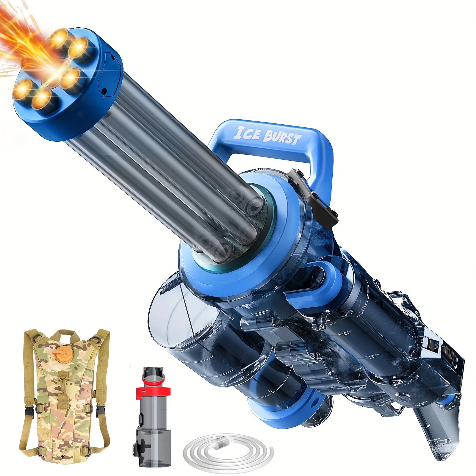 Gatling Electric Water Gun For Adults Kids Ages 8+, Most Powerful Automatic Squirt Gun, High Powered 28-32 FT Long Range Auto Water Blaster, LED Light Outdoor Pool Swimming Toy Game