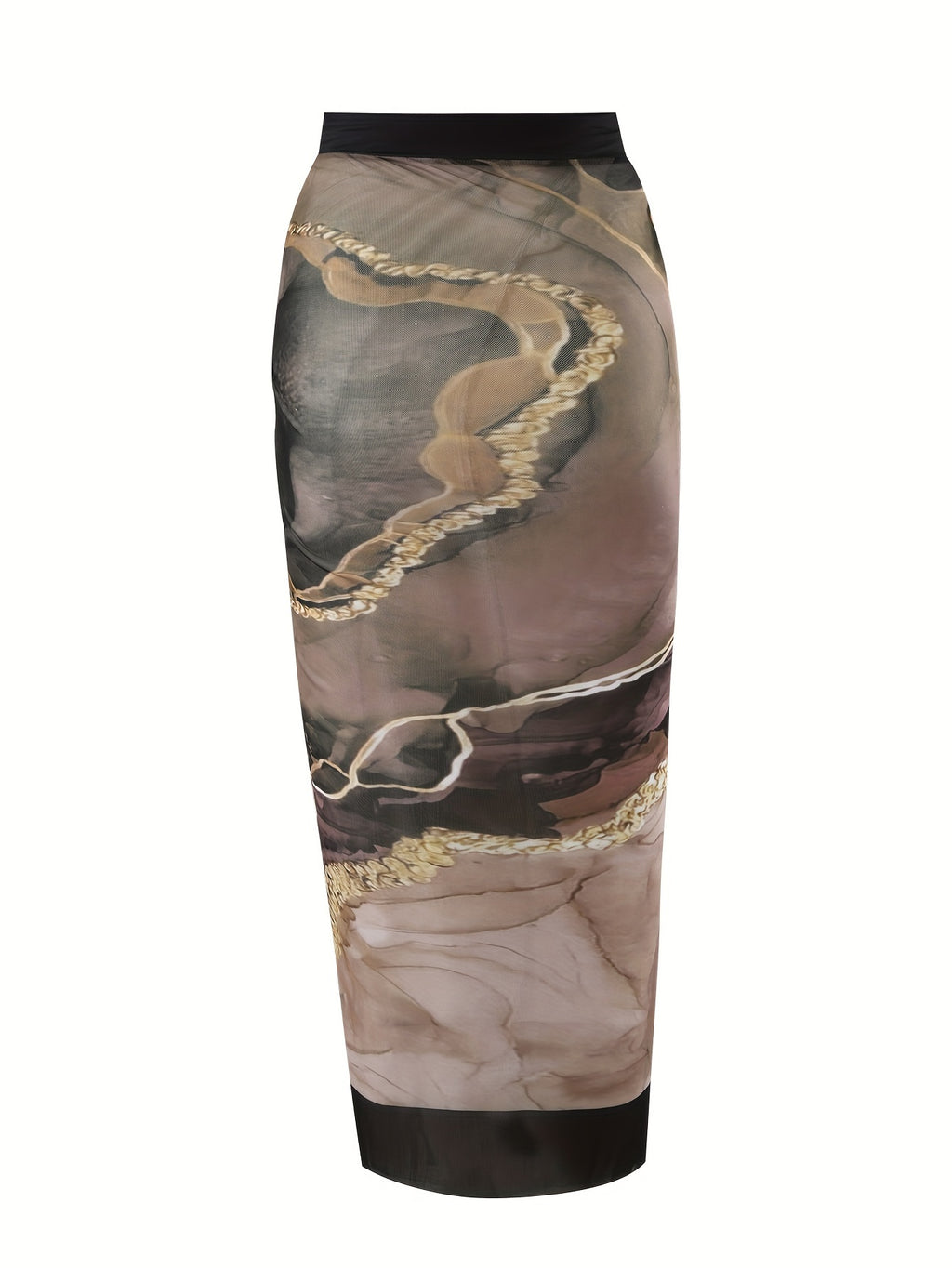 Women'S Off-Shoulder Marble Swimsuit with Sheer Strapless Swimwear - Brown and Golden Accents, High-Stretch Fabric, Perfect for Beach and Pool, Pool Swimsuit|Sleek Two-Piece Set|Subtle Embellishment